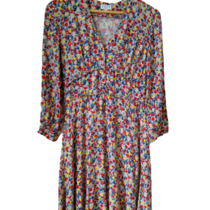 Robe manches longues blanc fleuris Claudie Pierlot S fr36 NEUF