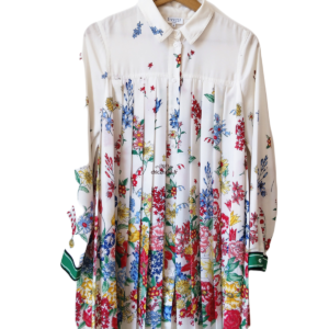 Robe manches longues pli blanc fleuris Claudie Pierlot S fr36 NEUF