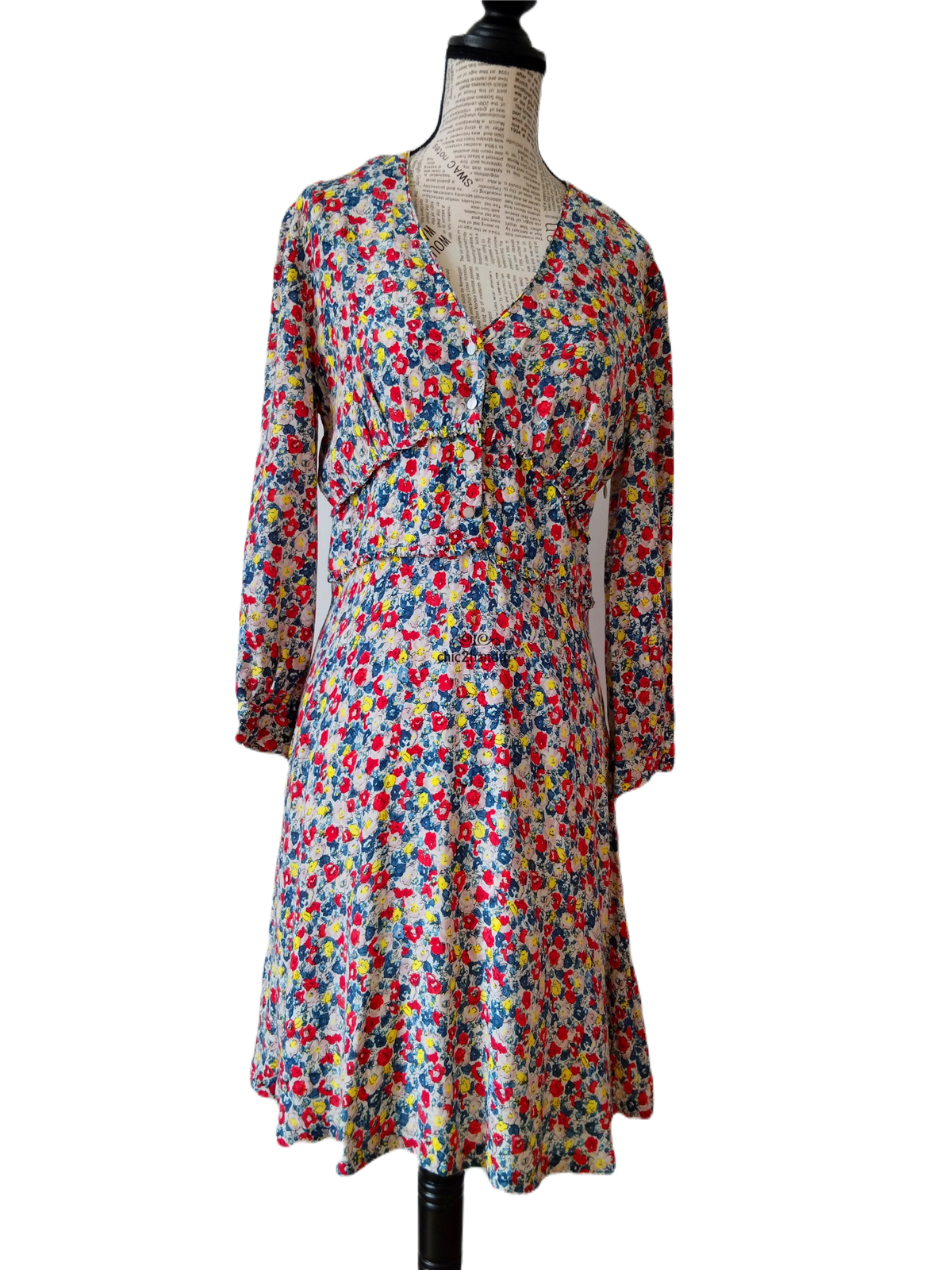 Robe manches longues blanc fleuris Claudie Pierlot S fr36 NEUF – Image 5