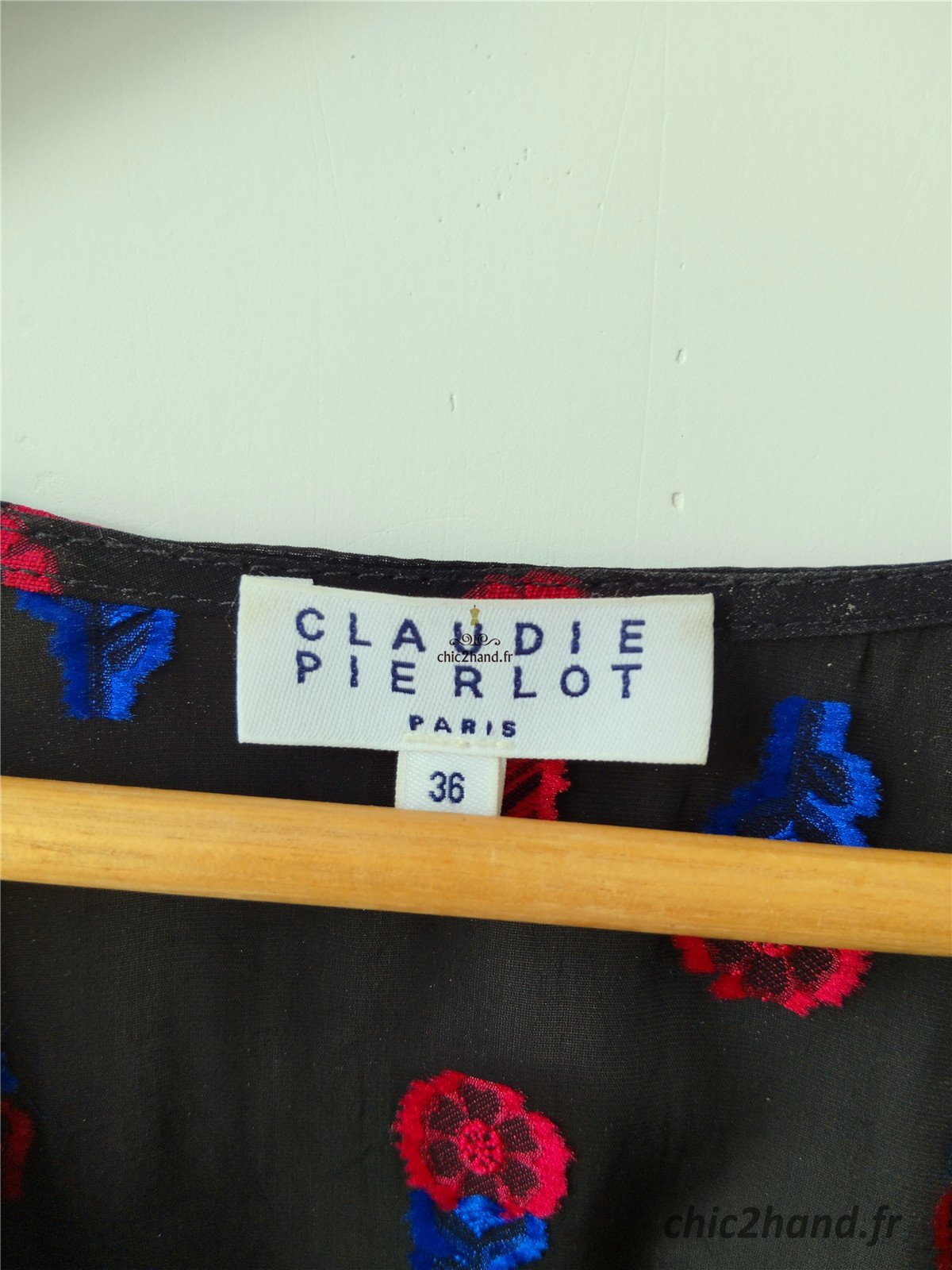 Top blouse manches longues noir fleuris rose Claudie Pierlot S fr36 NEUF – Image 10