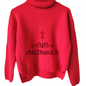 Pull 100% col roulé pure laine comptoir des cotonniers XS S dacheville rouge TBE