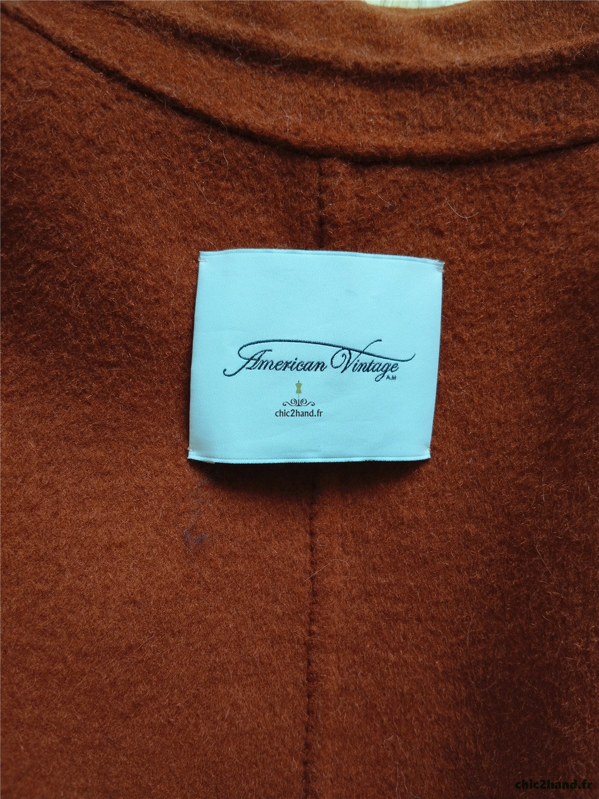Manteau long oversize laine American Vintage Dado404 M rouge brique NEUF – Image 15