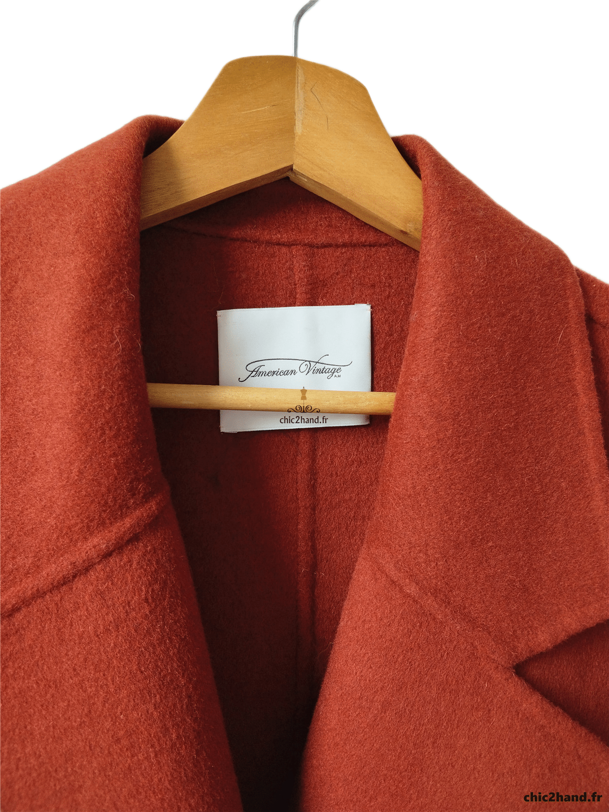 Manteau long oversize laine American Vintage Dado404 M rouge brique NEUF – Image 3