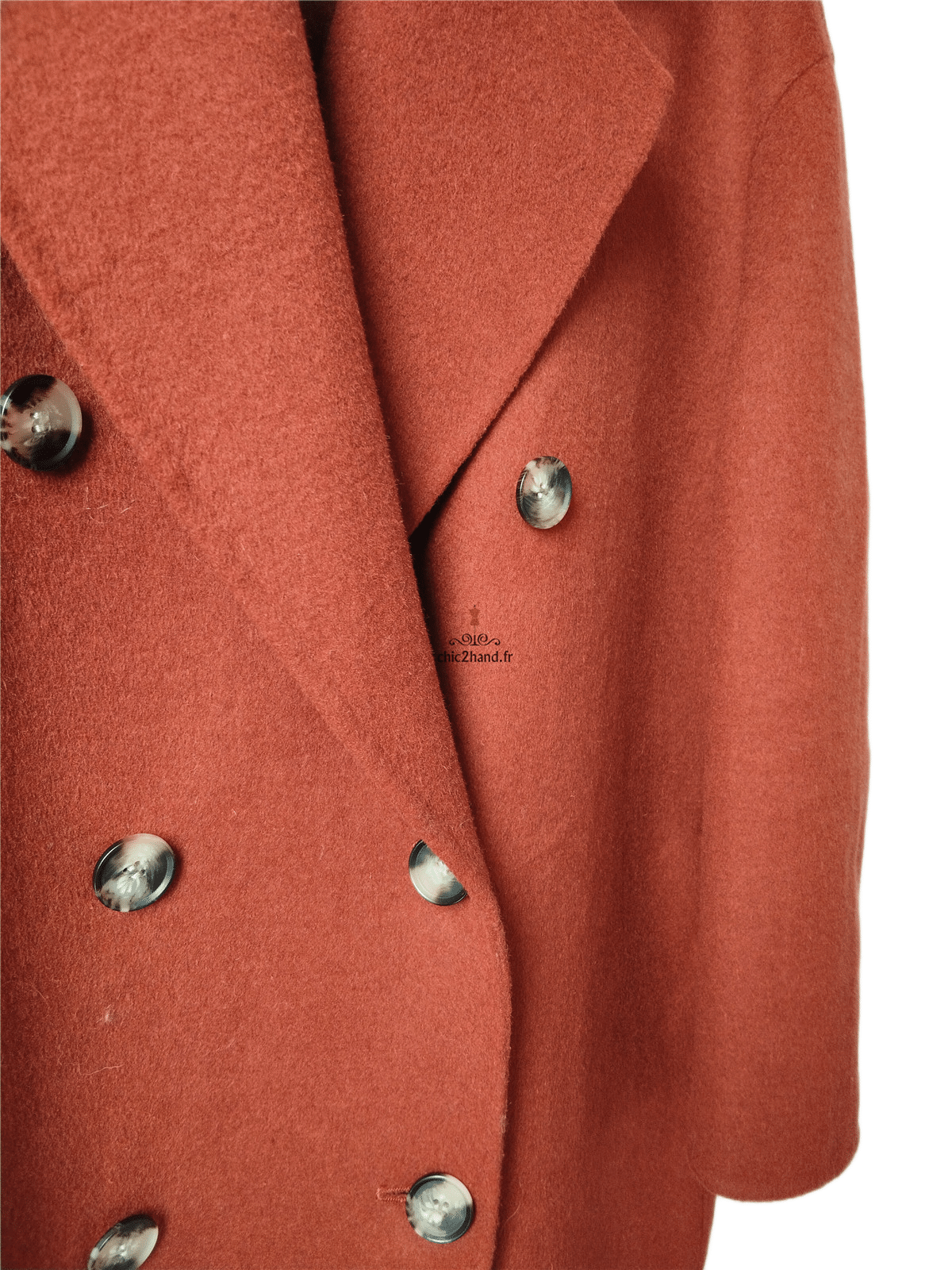 Manteau long oversize laine American Vintage Dado404 M rouge brique NEUF – Image 6