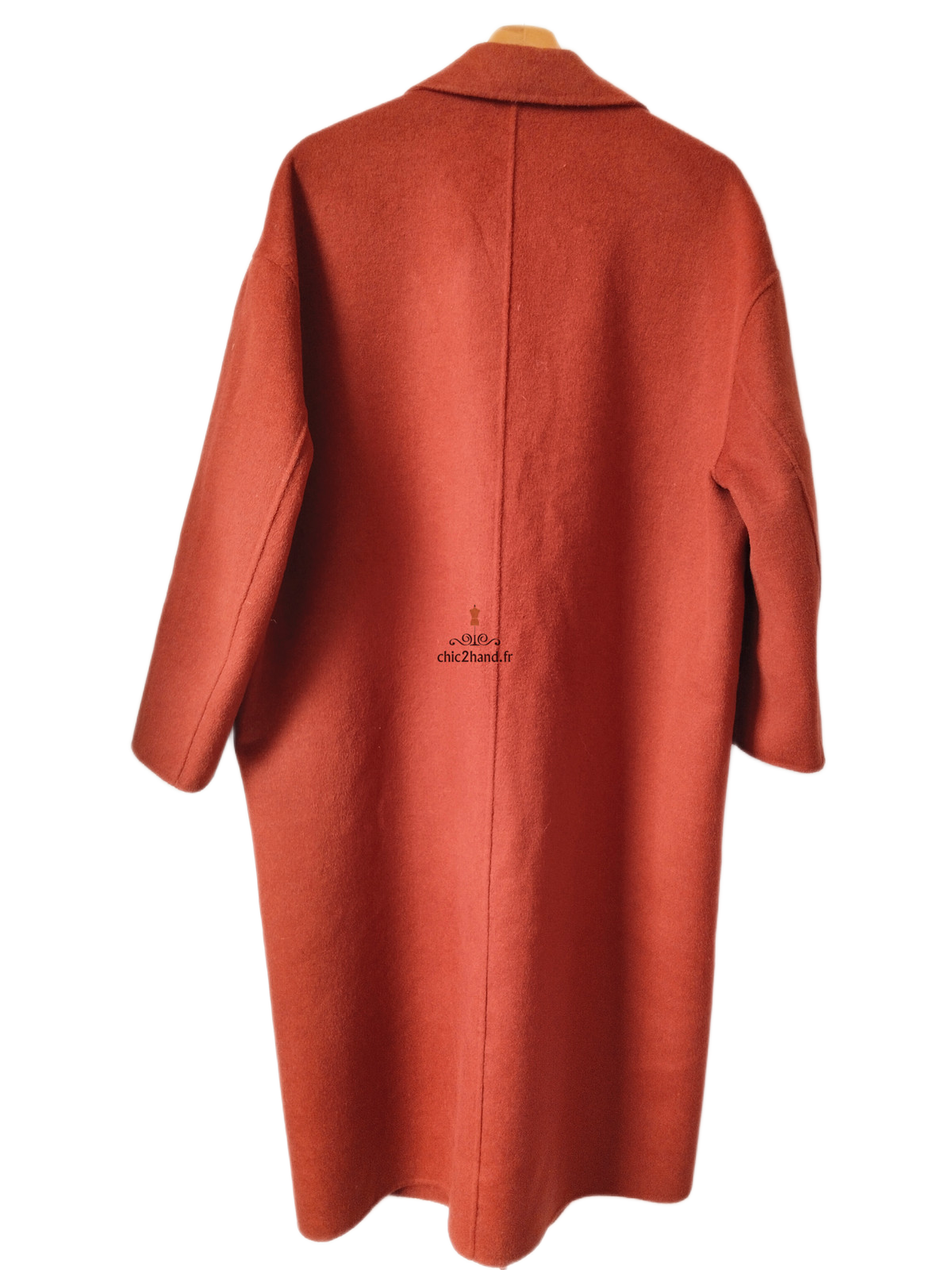 Manteau long oversize laine American Vintage Dado404 M rouge brique NEUF – Image 7