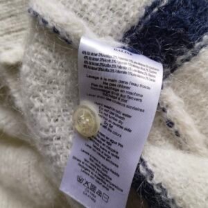 Gilet doudou oversize Des Petits Hauts daline 50% laine kid mohair T2 rayure blanc bleu marine NEUF