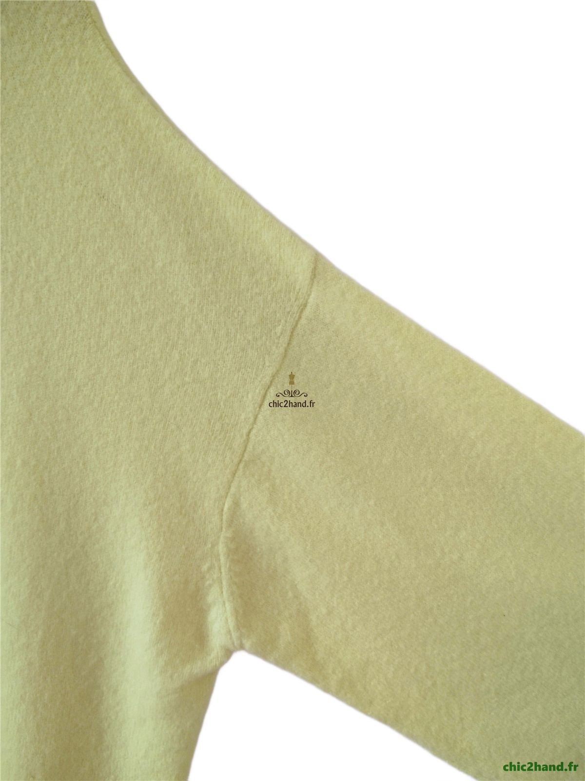 Gilet cardigan oversize zippé laine American Vintage damsville dam19C jaune fluo TU NEUF – Image 2