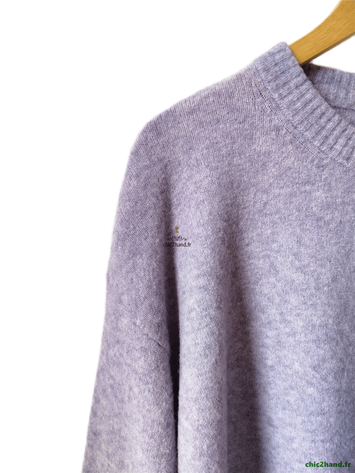 Gilet cardigan oversize laine American Vintage dam19e lilas XS S Neuf – Image 4