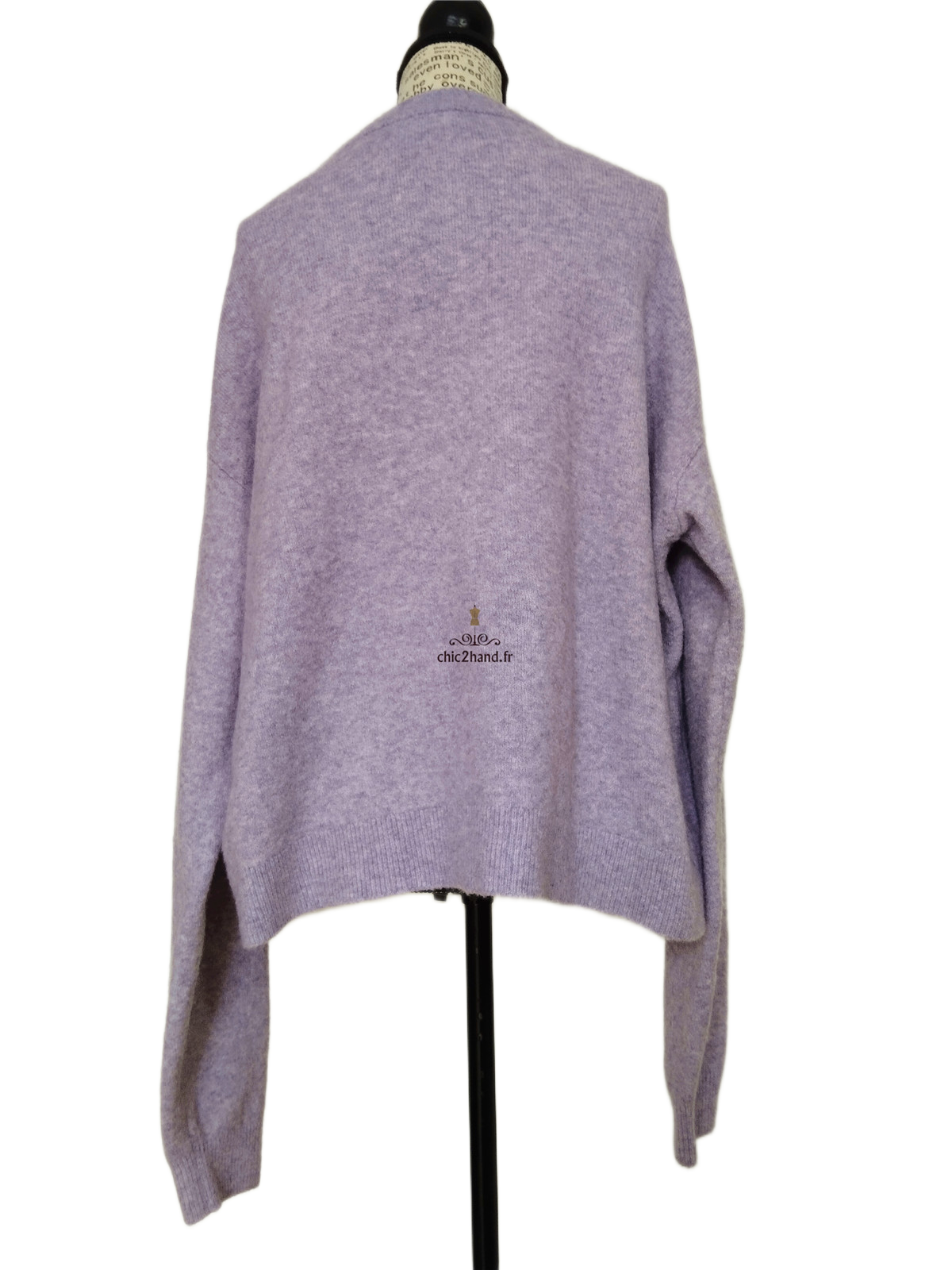 Gilet cardigan oversize laine American Vintage dam19e lilas XS S Neuf – Image 8