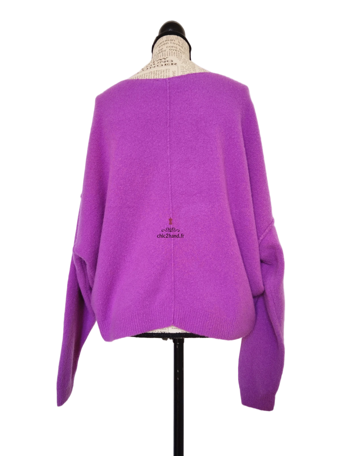 Pull oversize chauve souris laine American Vintage damsville violet XS S Excellent état – Image 6