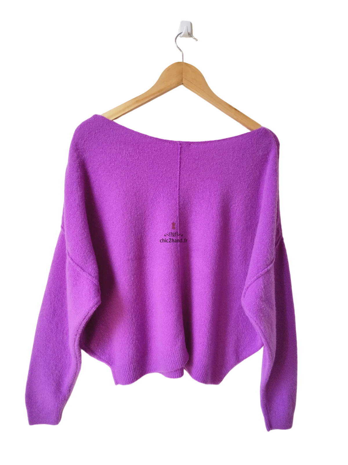 Pull oversize chauve souris laine American Vintage damsville violet XS S Excellent état – Image 3