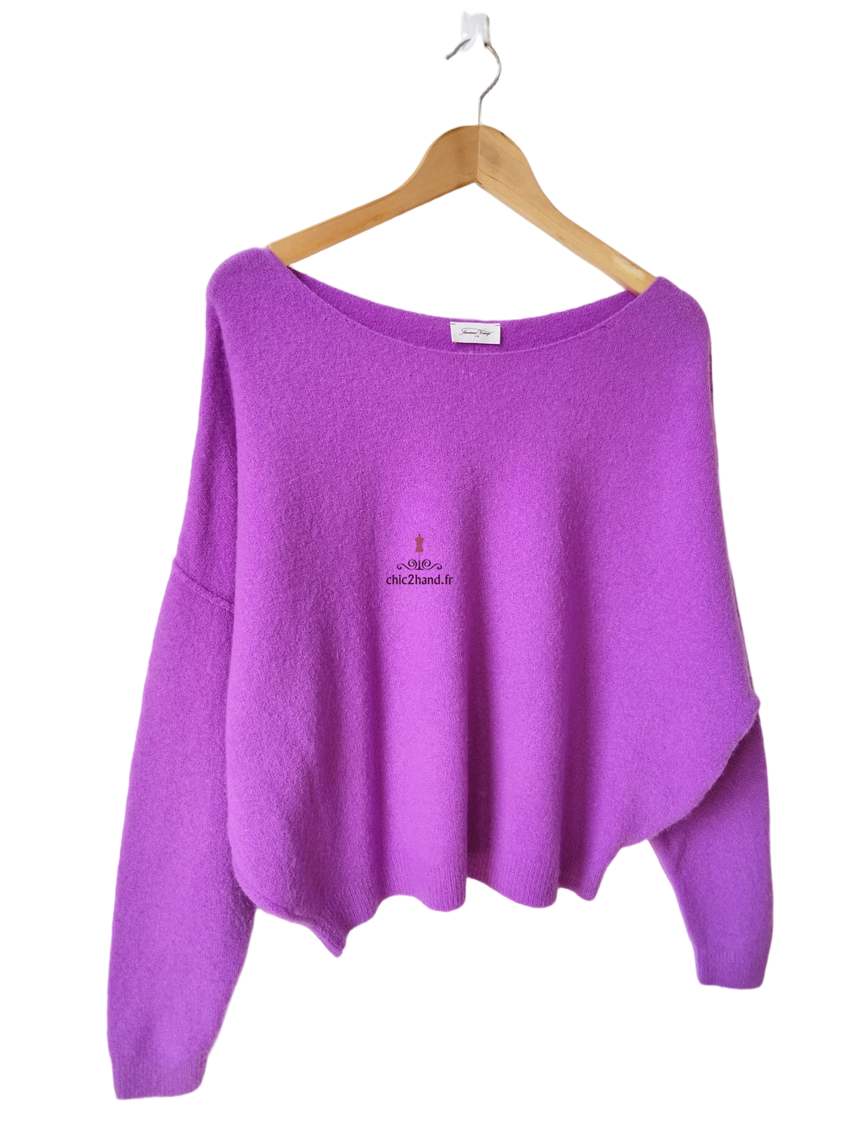 Pull oversize chauve souris laine American Vintage damsville violet XS S Excellent état – Image 4