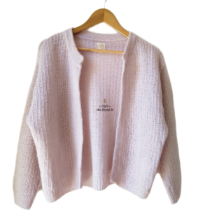 Gilet cardigan doudou Des Petits Hauts Dandy 70% kid mohair baby alpaga rose lilas T1 NEUF