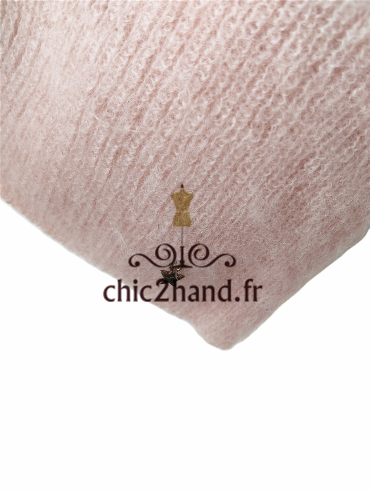 Gilet cardigan oversize doudou Des Petits Hauts danielo kid mohair alpaga T0 TBE rose clair – Image 4