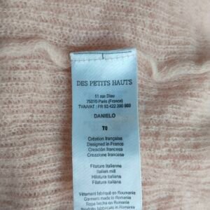 Gilet cardigan oversize doudou Des Petits Hauts danielo kid mohair alpaga T0 TBE rose clair