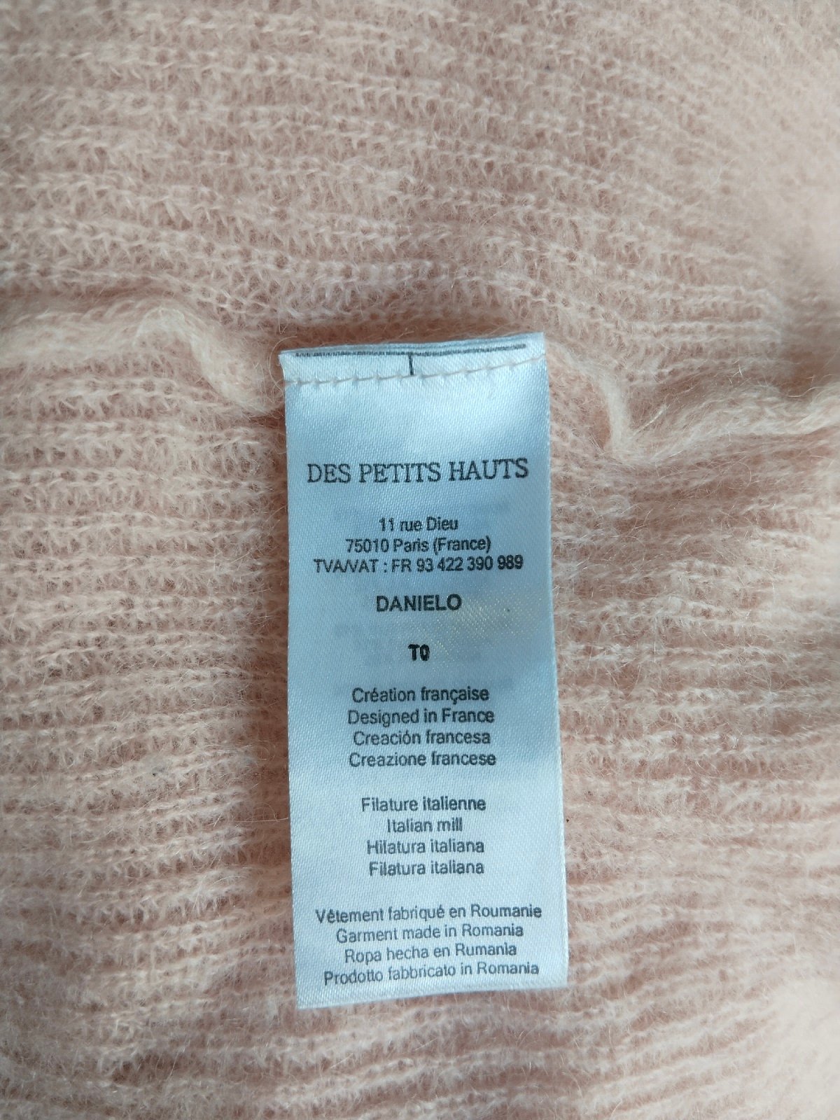 Gilet cardigan oversize doudou Des Petits Hauts danielo kid mohair alpaga T0 TBE rose clair – Image 2