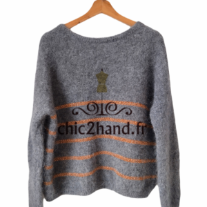 Pull oversize doudou Des Petits Hauts danisette gris doré super kid mohair M L Neuf