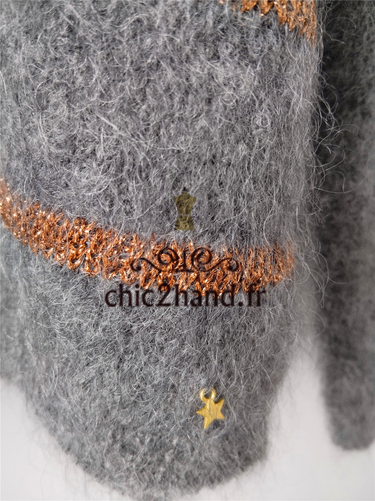 Pull oversize doudou Des Petits Hauts danisette gris doré super kid mohair M L Neuf – Image 7