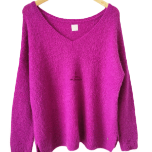 Pull doudou oversize Des Petits Hauts Darene laine kid mohair T1 violet excellent état