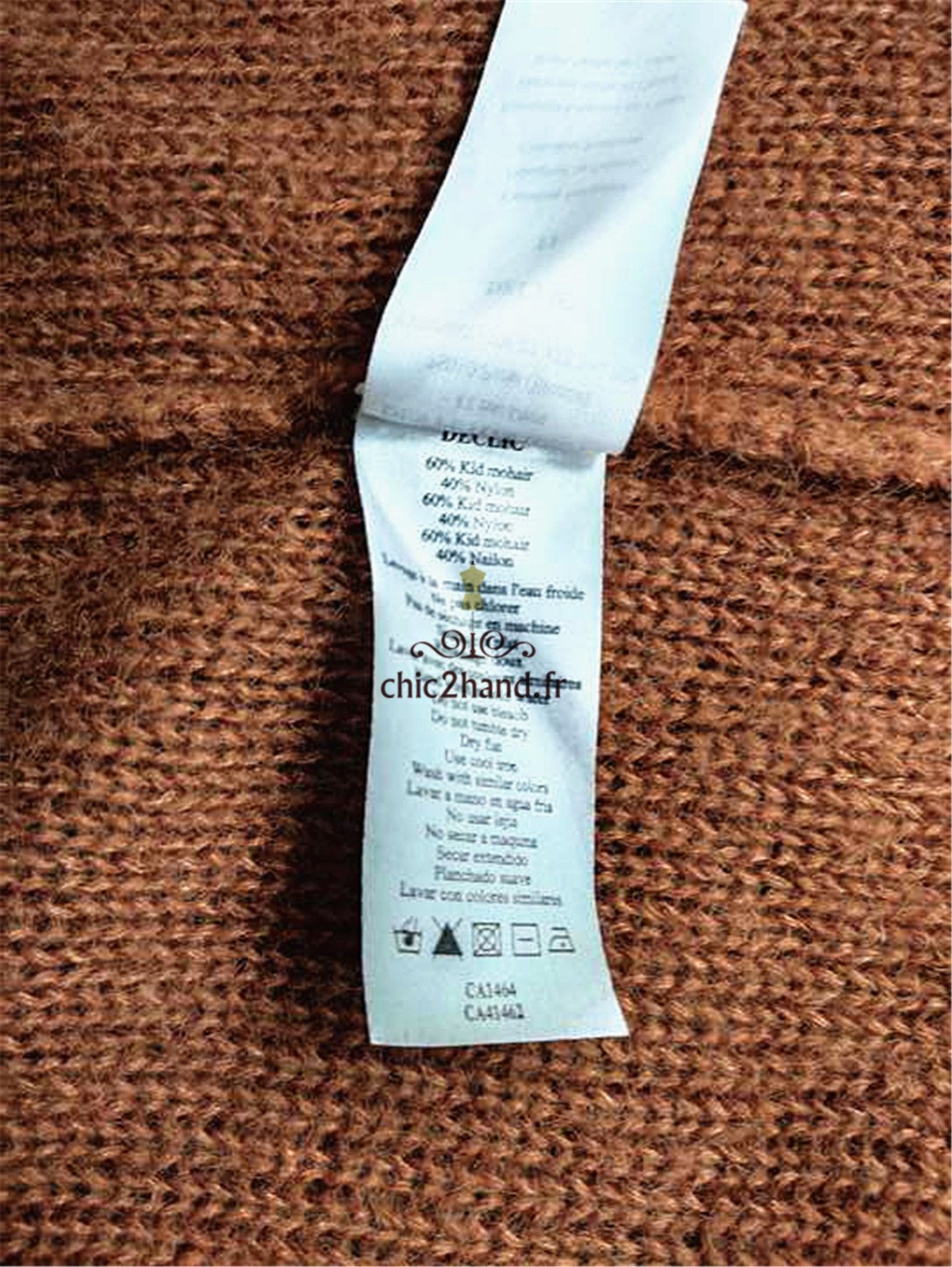 Gilet cardigan ouvert Des Petits Hauts kid mohair T1 très bon état tabac declic – Image 2