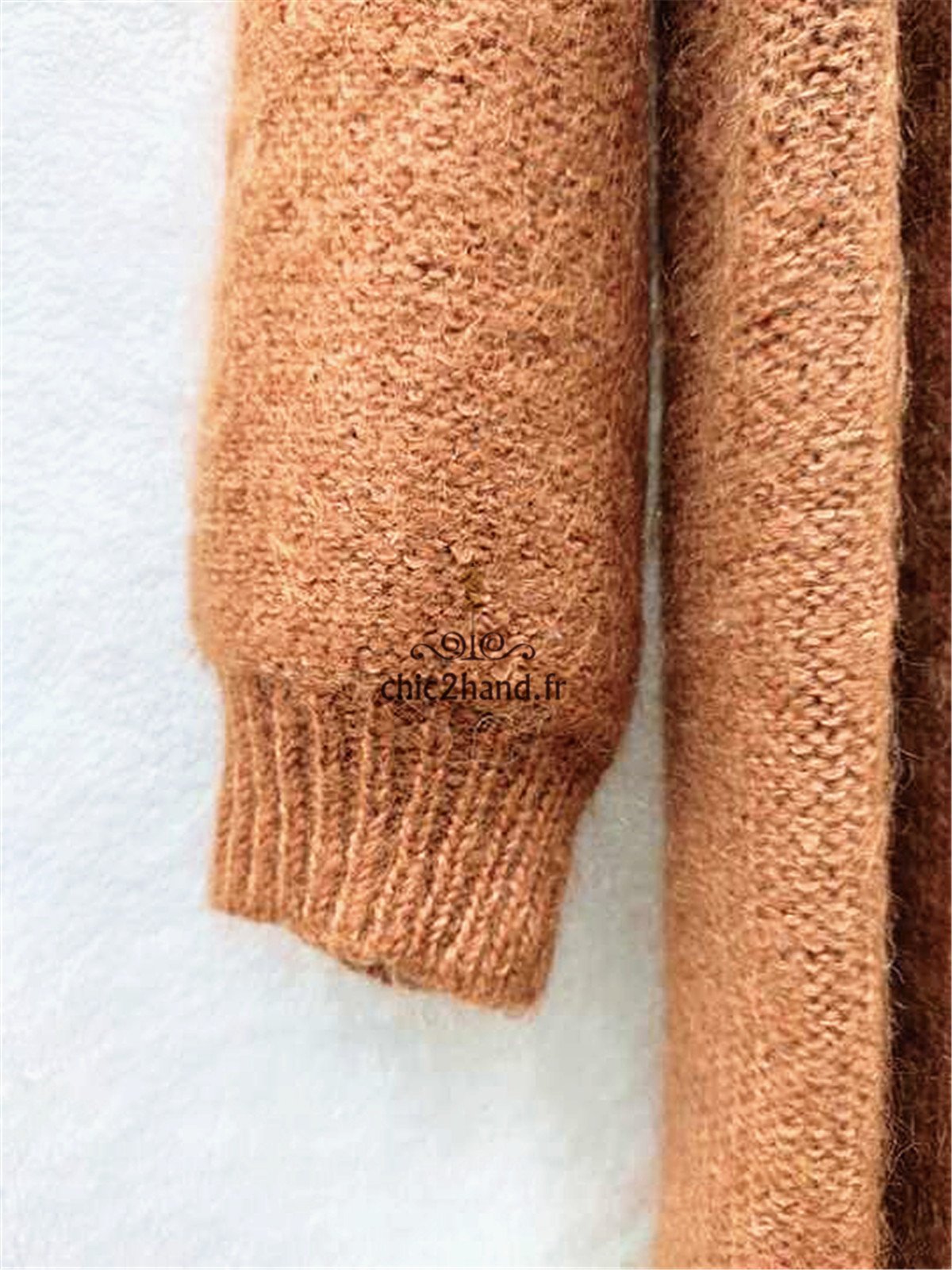 Gilet cardigan ouvert Des Petits Hauts kid mohair T1 très bon état tabac declic – Image 8