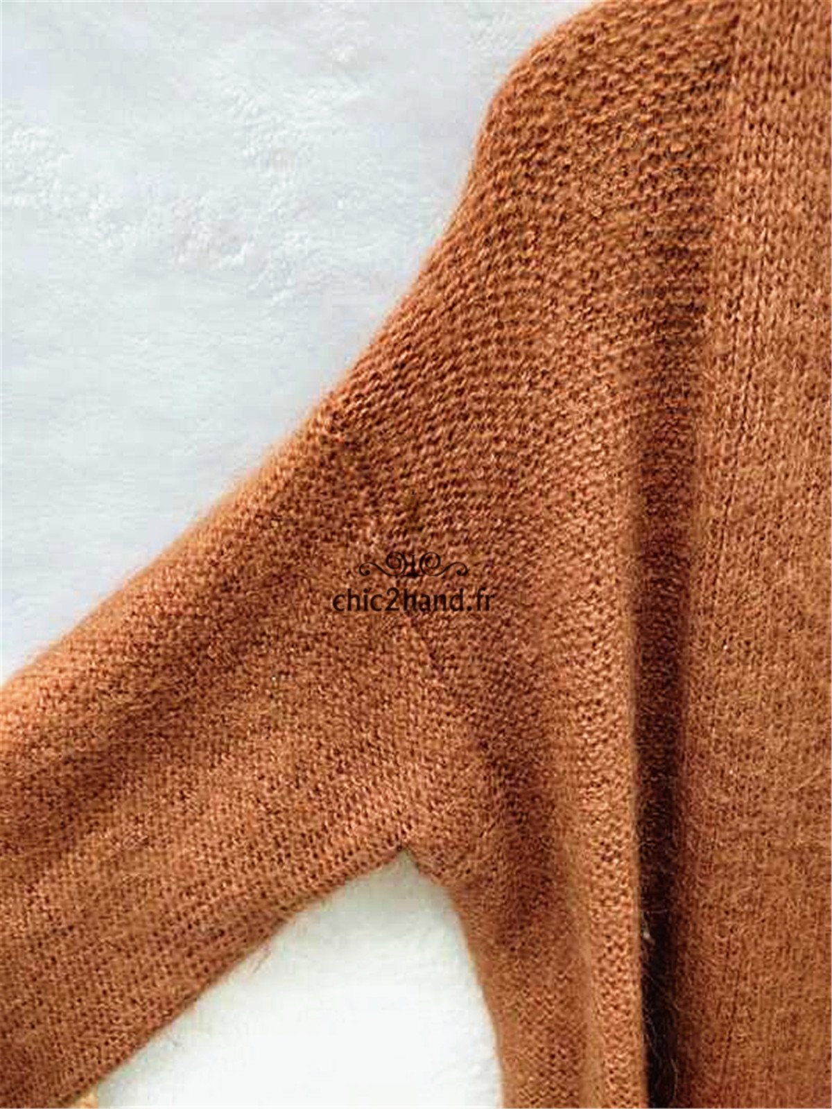 Gilet cardigan ouvert Des Petits Hauts kid mohair T1 très bon état tabac declic – Image 6