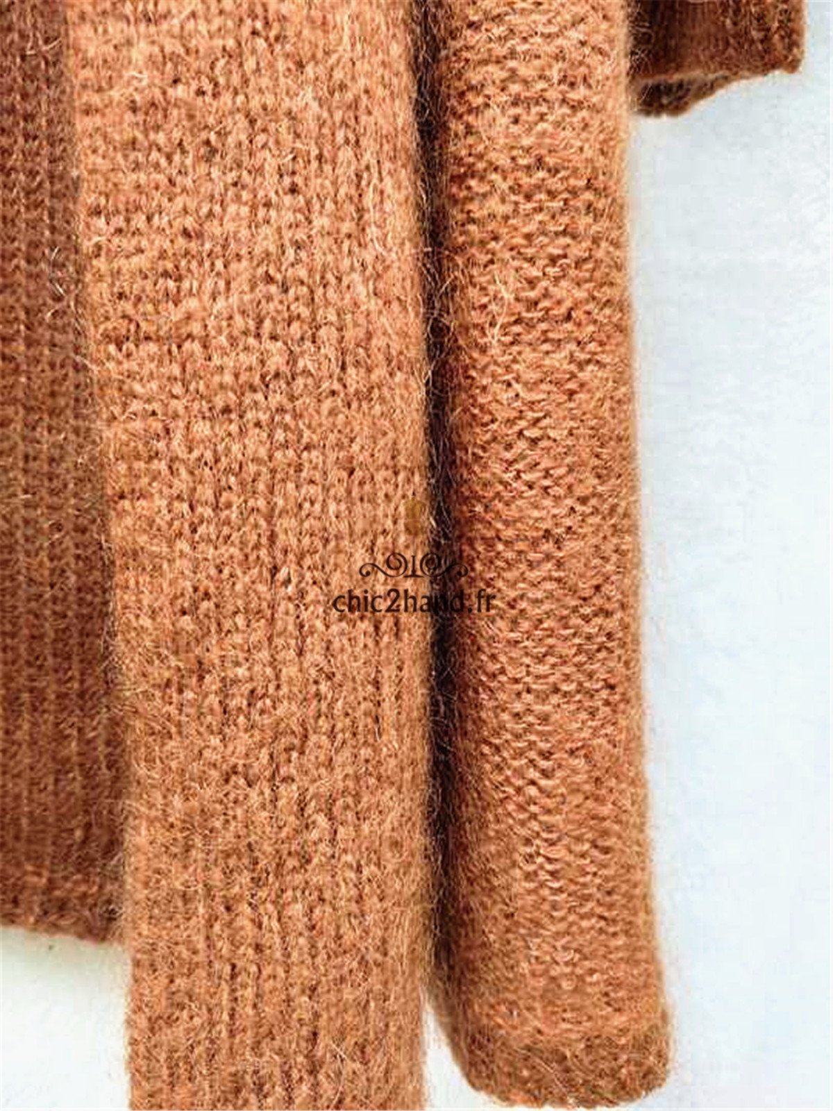Gilet cardigan ouvert Des Petits Hauts kid mohair T1 très bon état tabac declic – Image 5