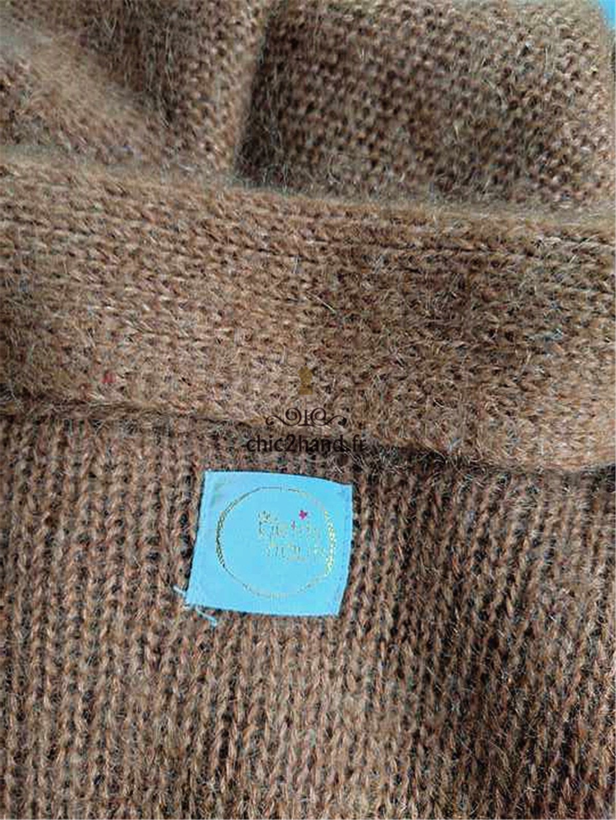 Gilet cardigan ouvert Des Petits Hauts kid mohair T1 très bon état tabac declic – Image 4