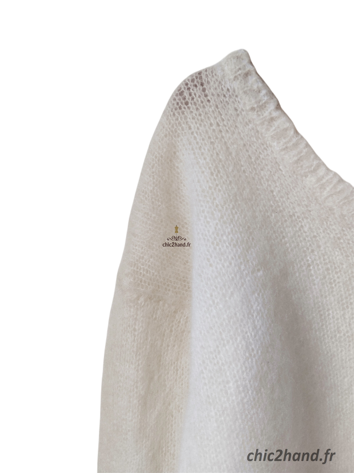 Pull doudou col V Des Petits Hauts degas kid mohair lurex T1 TBE blanc – Image 4