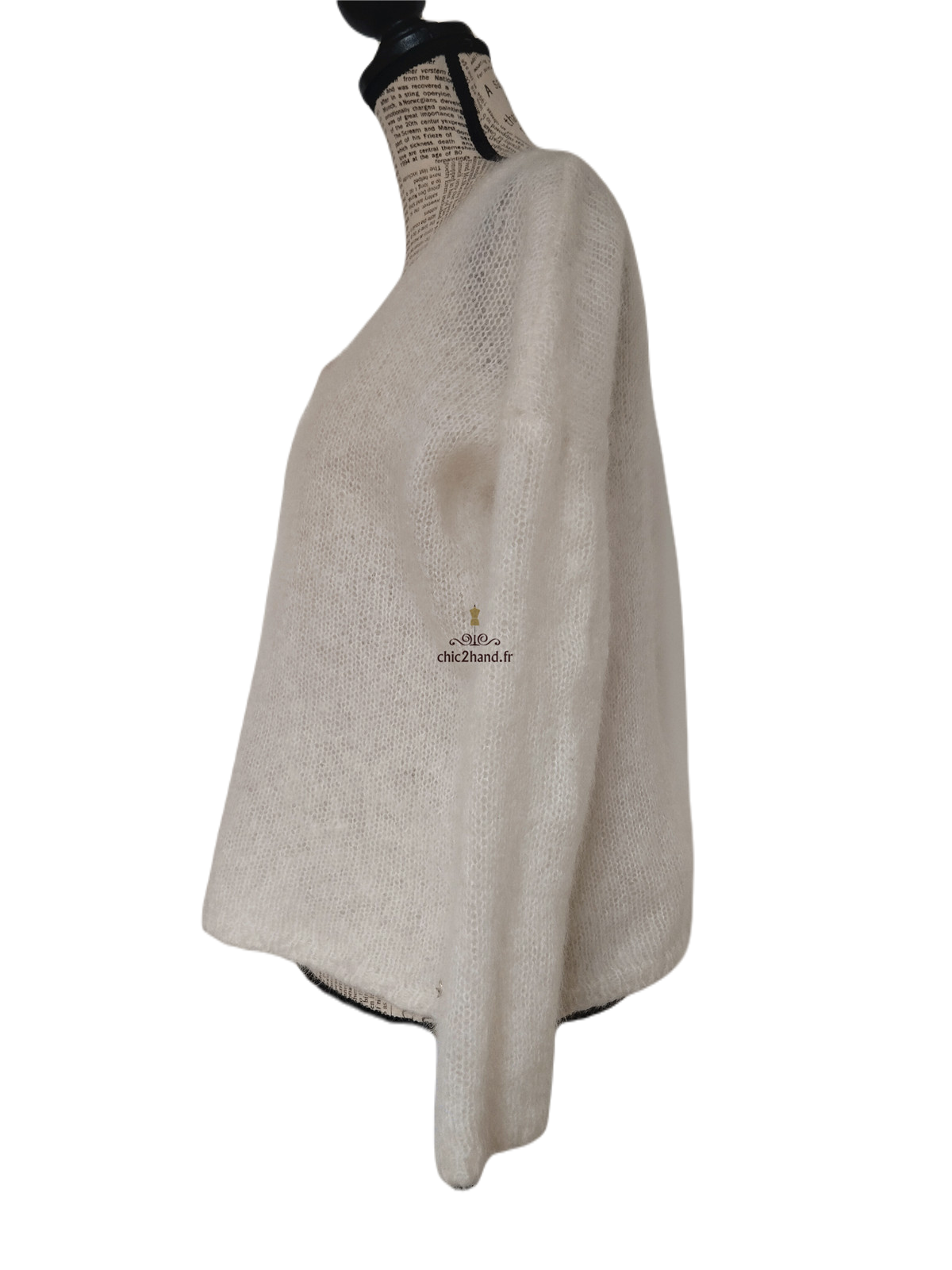 Pull doudou col V Des Petits Hauts degas kid mohair lurex T1 TBE blanc – Image 8
