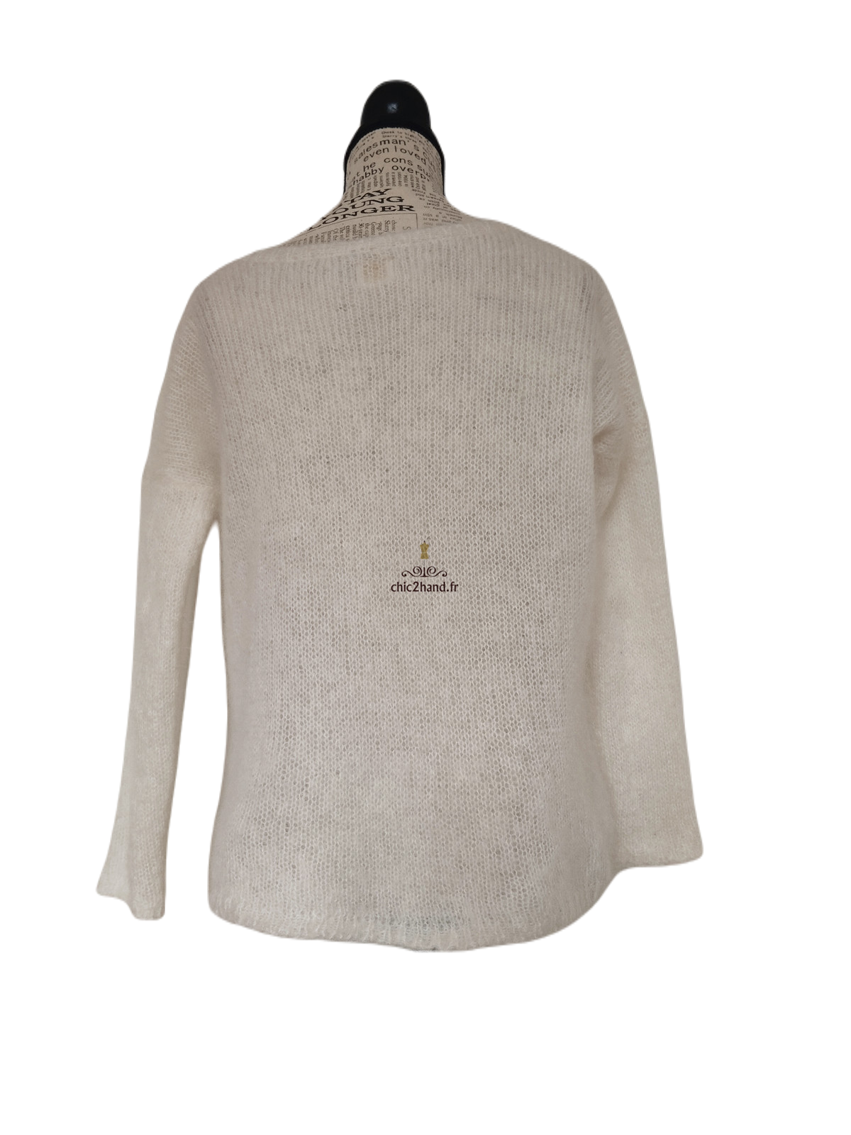 Pull doudou col V Des Petits Hauts degas kid mohair lurex T1 TBE blanc – Image 9