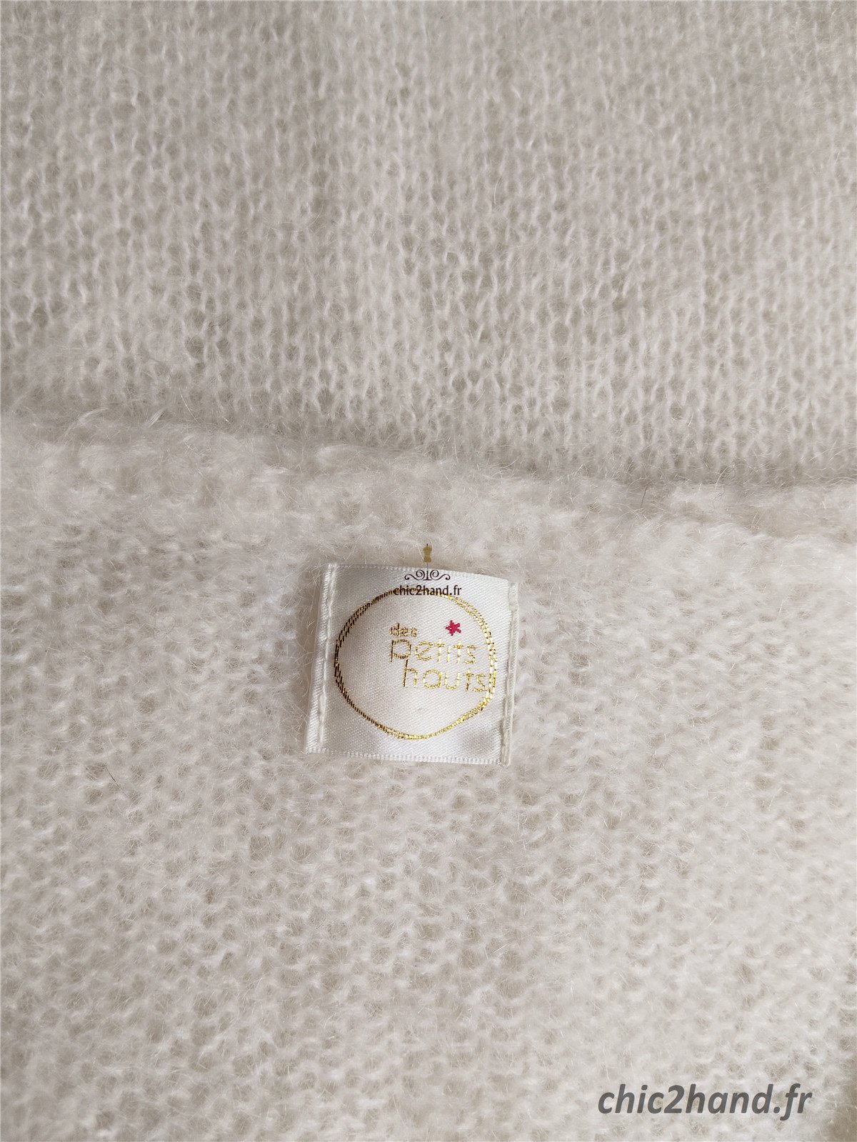 Pull doudou col V Des Petits Hauts degas kid mohair lurex T1 TBE blanc – Image 12