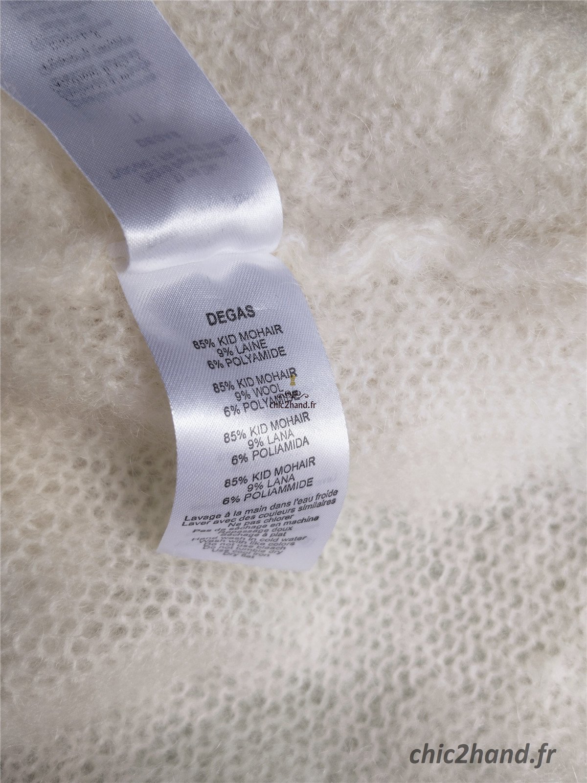 Pull doudou col V Des Petits Hauts degas kid mohair lurex T1 TBE blanc – Image 10
