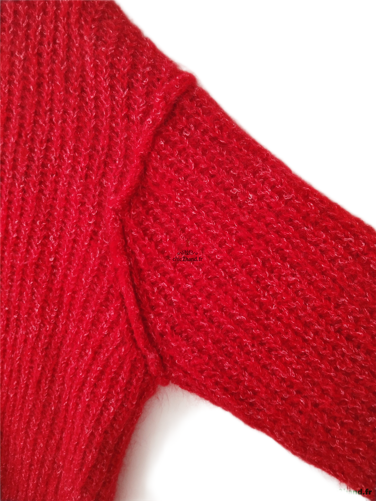 Gilet oversize chauve kid mohair American Vintage rouge chiné dol19B TU NEUF – Image 5