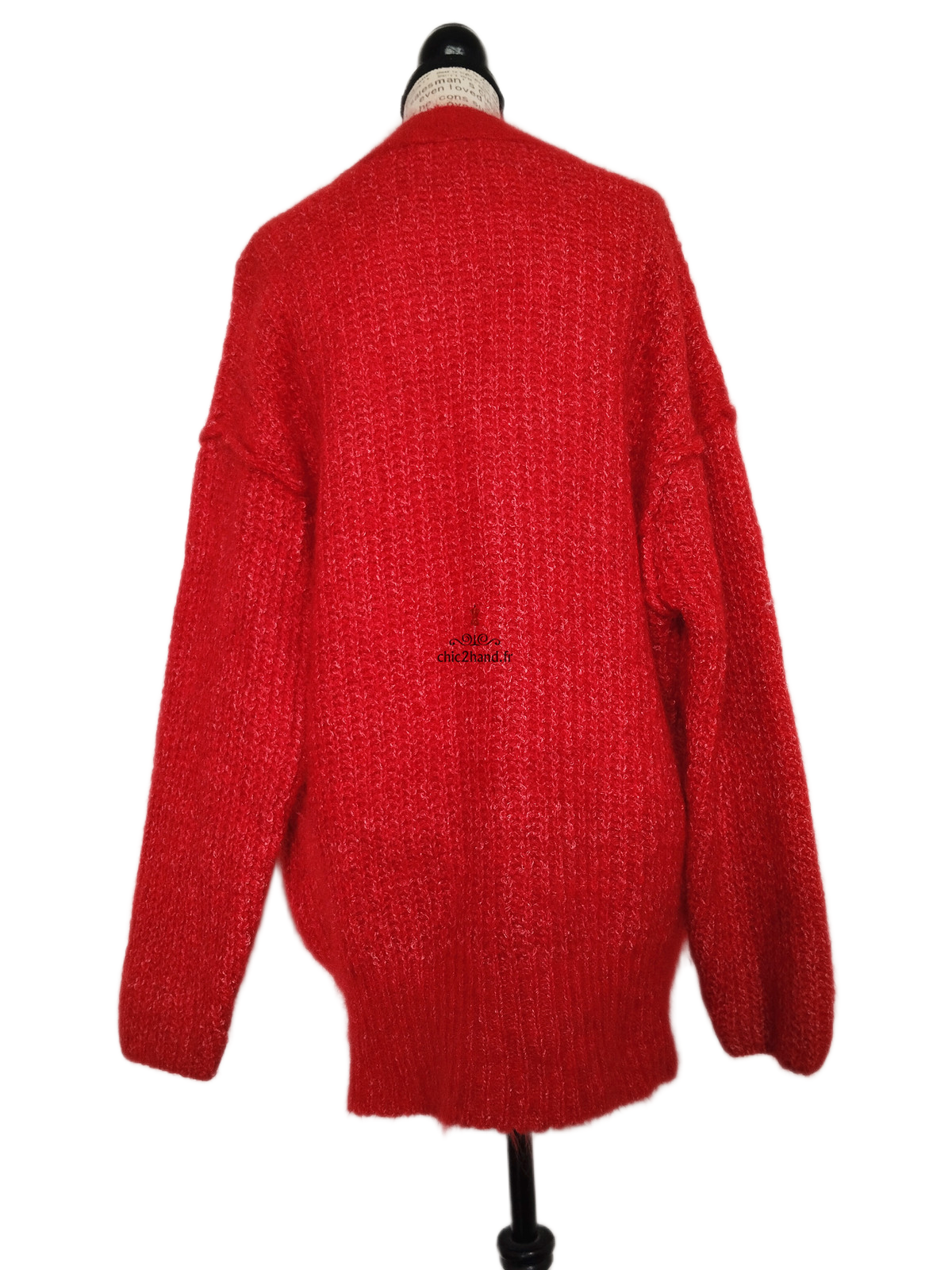 Gilet oversize chauve kid mohair American Vintage rouge chiné dol19B TU NEUF – Image 7
