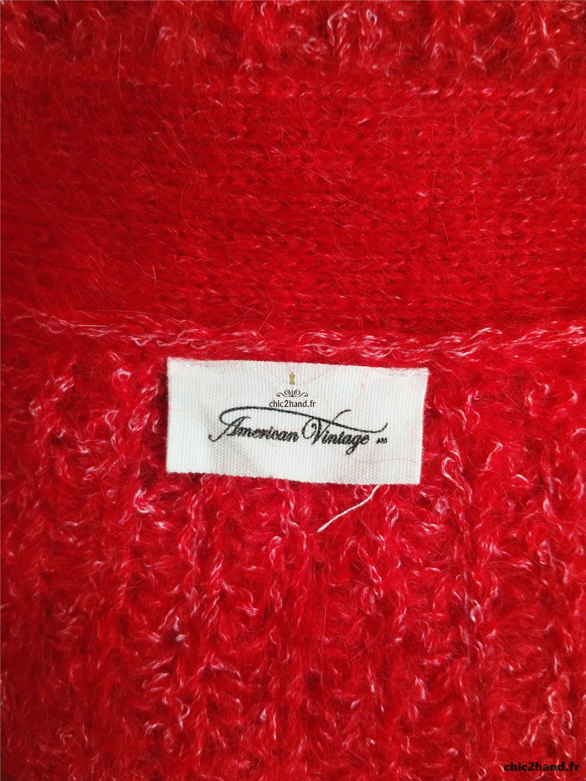 Gilet oversize chauve kid mohair American Vintage rouge chiné dol19B TU NEUF – Image 11