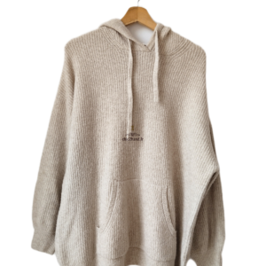 Pull avec capuche oversize laine American Vintage domy18a domy XS S beige NEUF