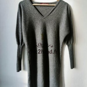 Robe Pull Oversize col V 100% pur cachemire Comptoir Des Cotonniers duglamour T3 gris foncé TBE