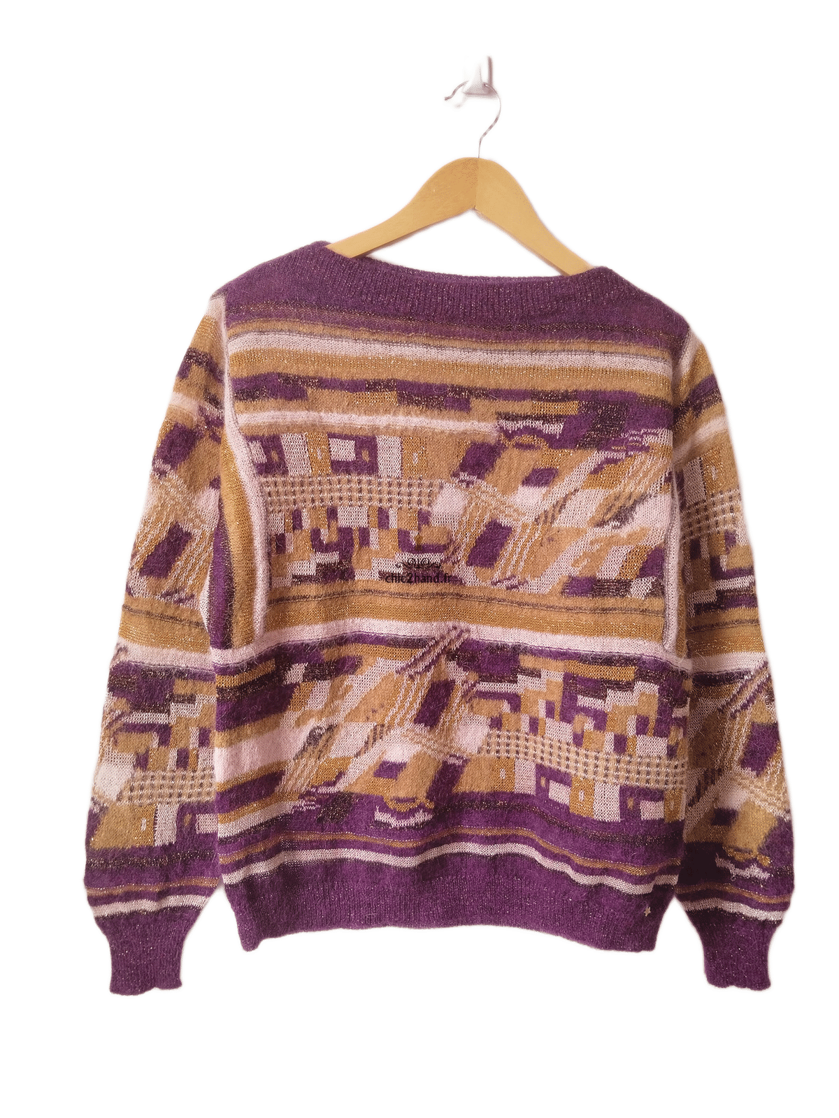 Pull oversize doudou alpaga mohair Des Petits Hauts Dully violet doré T2 Neuf