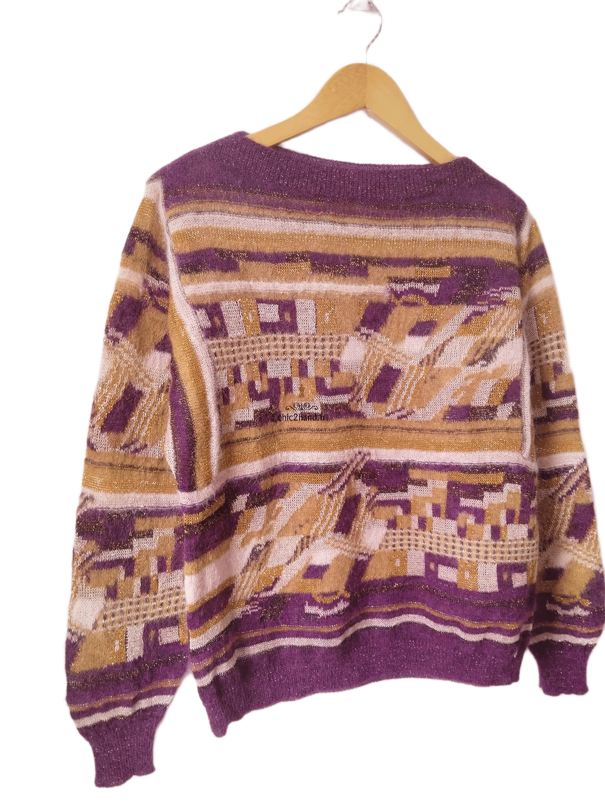 Pull oversize doudou alpaga mohair Des Petits Hauts Dully violet doré T2 Neuf – Image 3