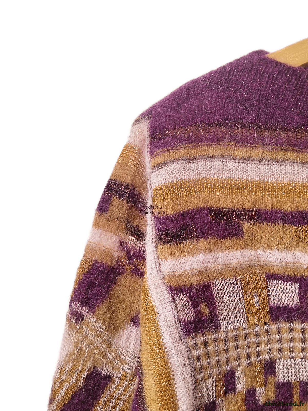 Pull oversize doudou alpaga mohair Des Petits Hauts Dully violet doré T2 Neuf – Image 4