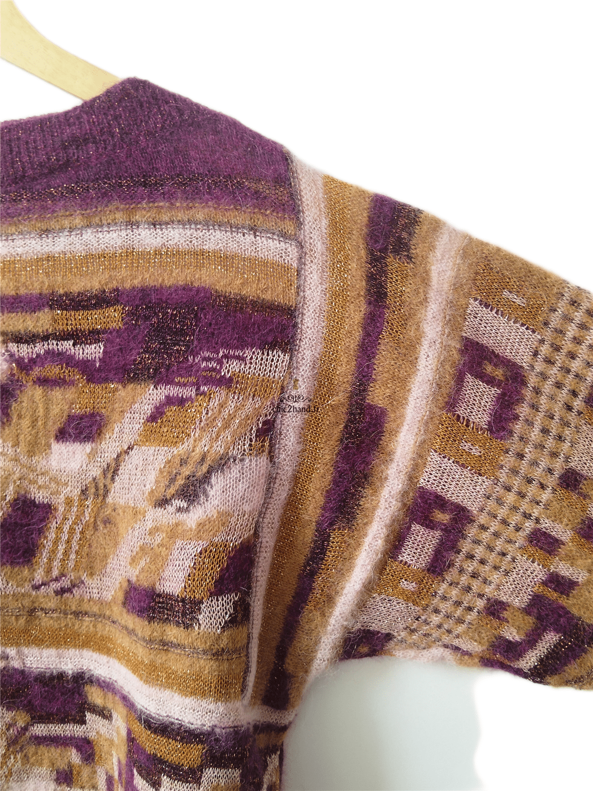 Pull oversize doudou alpaga mohair Des Petits Hauts Dully violet doré T2 Neuf – Image 6