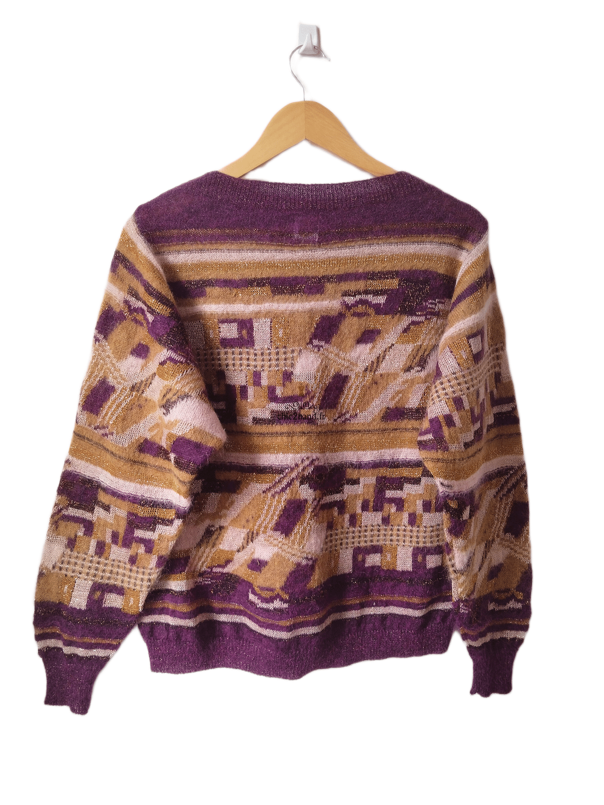 Pull oversize doudou alpaga mohair Des Petits Hauts Dully violet doré T2 Neuf – Image 7