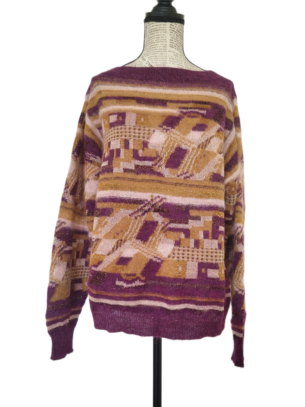 Pull oversize doudou alpaga mohair Des Petits Hauts Dully violet doré T2 Neuf – Image 8