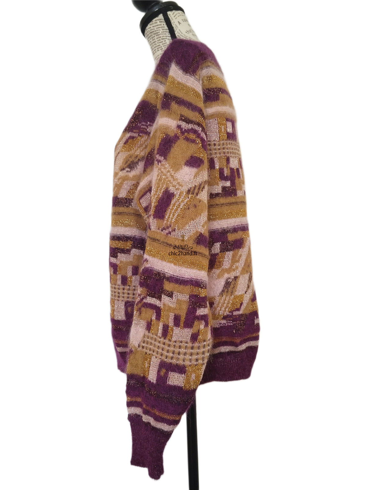 Pull oversize doudou alpaga mohair Des Petits Hauts Dully violet doré T2 Neuf – Image 9