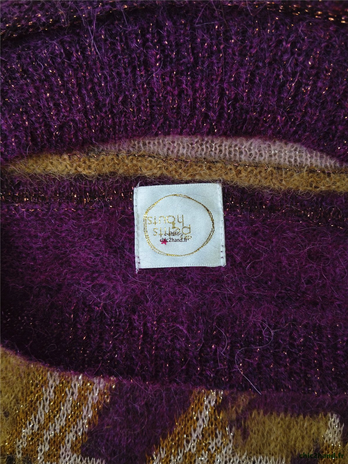 Pull oversize doudou alpaga mohair Des Petits Hauts Dully violet doré T2 Neuf – Image 13