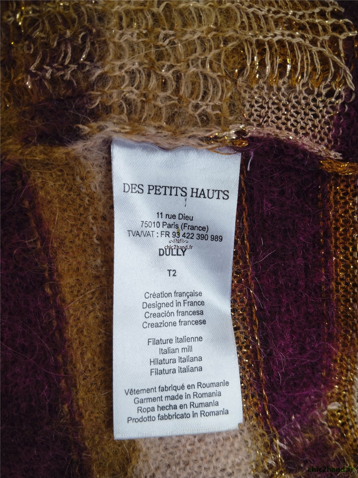 Pull oversize doudou alpaga mohair Des Petits Hauts Dully violet doré T2 Neuf – Image 12