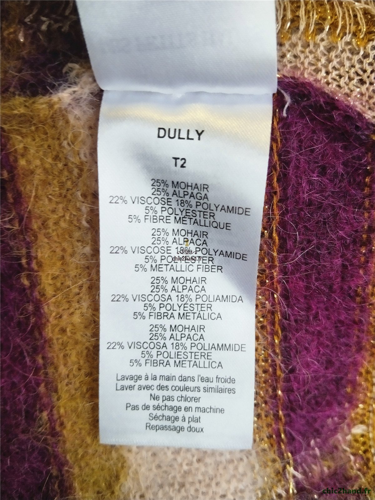 Pull oversize doudou alpaga mohair Des Petits Hauts Dully violet doré T2 Neuf – Image 11