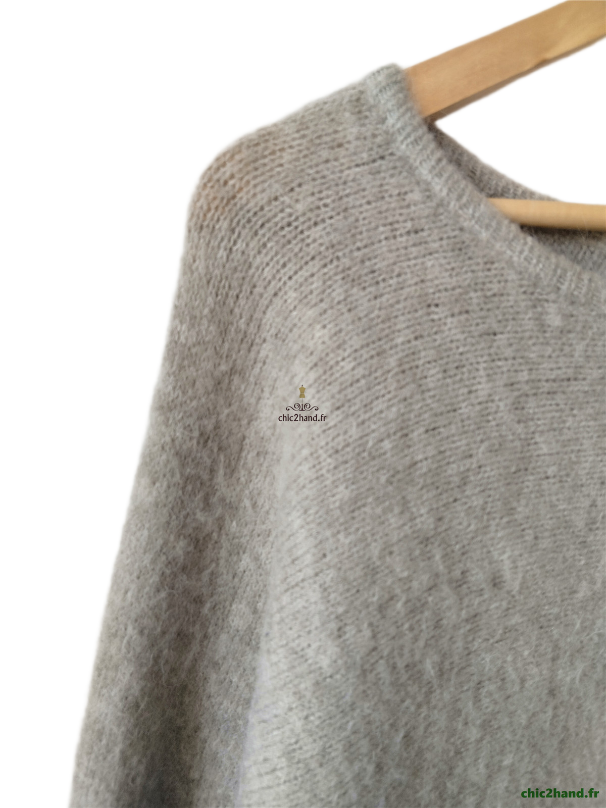 Pull oversize laine American Vintage east18E kaki gris TBE XS S east – Image 14