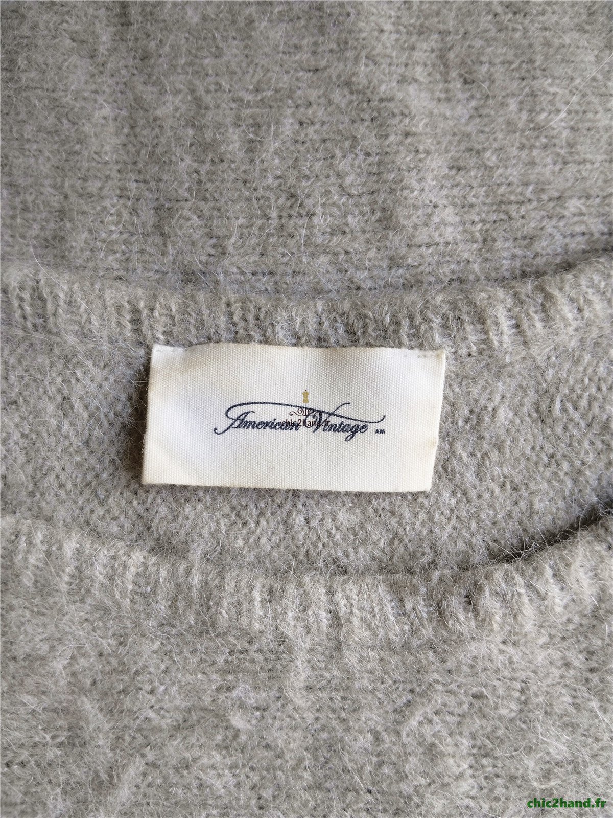 Pull oversize laine American Vintage east18E kaki gris TBE XS S east – Image 3